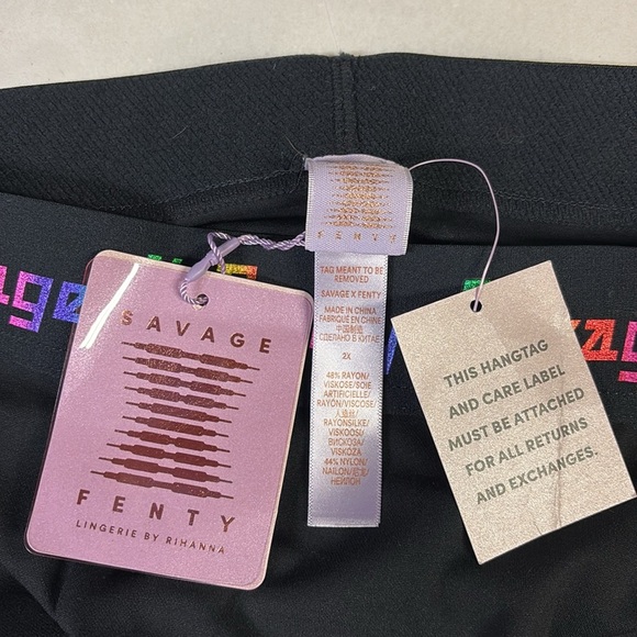 Savage x Fenty High Rise Rainbow Foil Leggings Black Caviar Size 2X NWT - Picture 7 of 8